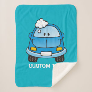 Blue Car with Bubbles Sherpa Blanket