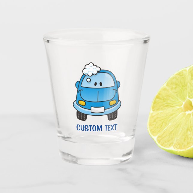 Blue Car with Bubbles Shot Glass (Front)