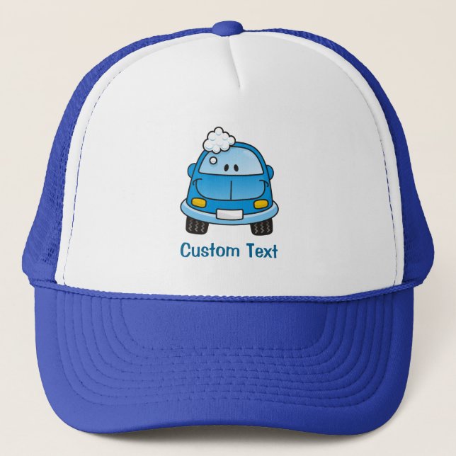 Blue car with bubbles trucker hat (Front)