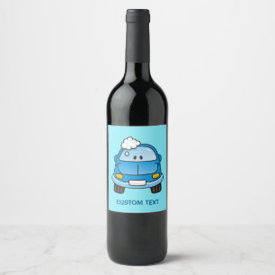 Blue Car with Bubbles Wine Label