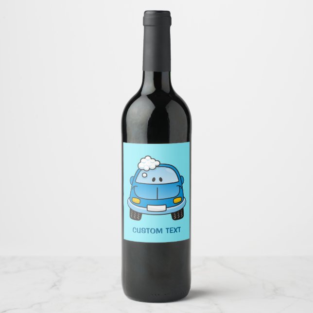 Blue Car with Bubbles Wine Label (Front)