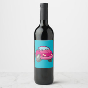 Blue car with bubbles wine label