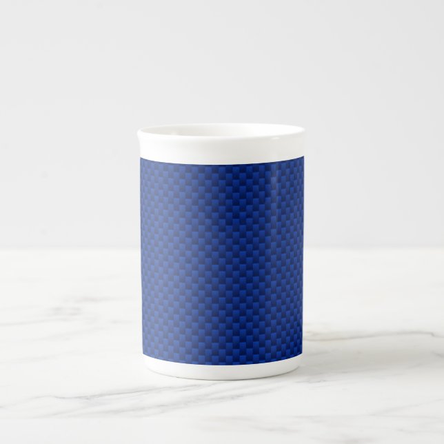 Blue Carbon Fibre Like Decor Background Bone China Mug (Front)