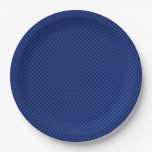 Blue Carbon Fibre Like Print Decor Paper Plate