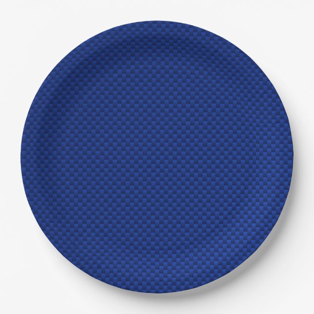 Blue Carbon Fibre Like Print Decor Paper Plate (Front)