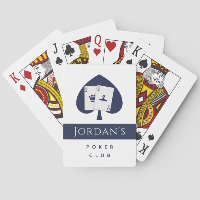 Blue Card Suit Spade Men's Poker Club Players Name (Back)