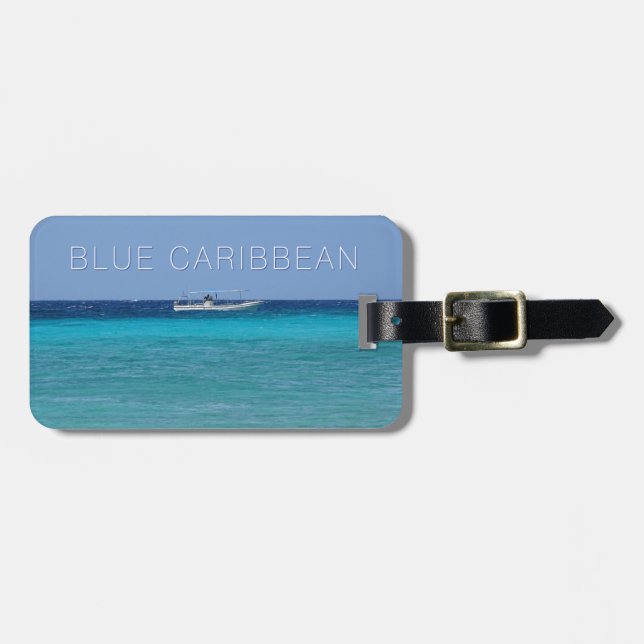 Blue Caribbean (customizable) Luggage Tag (Front Horizontal)