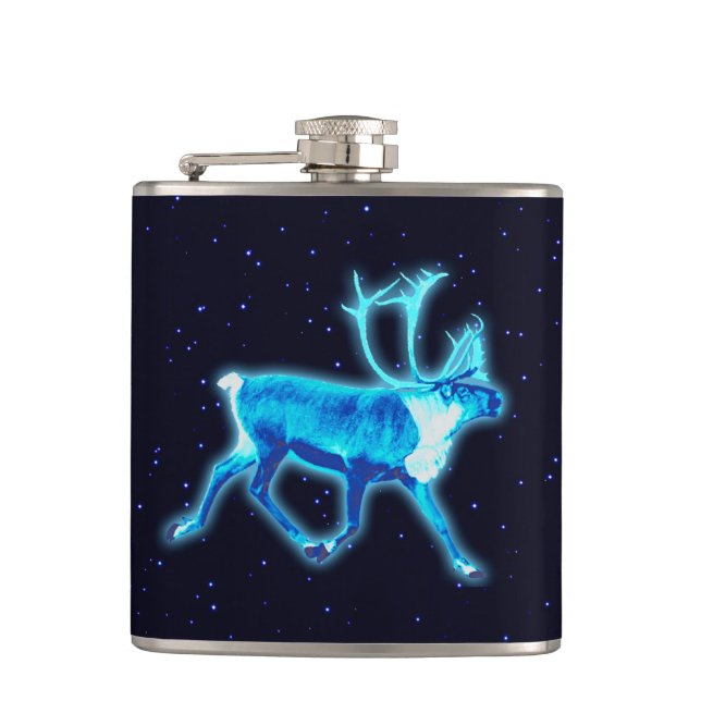 Blue Caribou Hip Flask (Front)