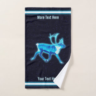 Blue Caribou (Reindeer) Bath Towel Set