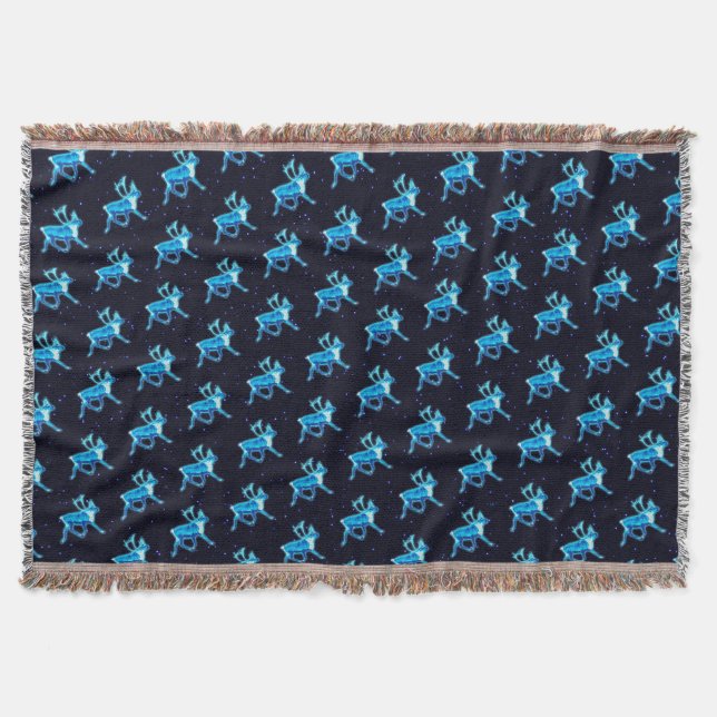 Blue Caribou Throw Blanket (Front)