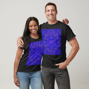 Blue Carnation Bohemian Abstract Floral Graphic T-Shirt