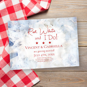 Blue Carnation Flowers 4th of July Wedding Save The Date