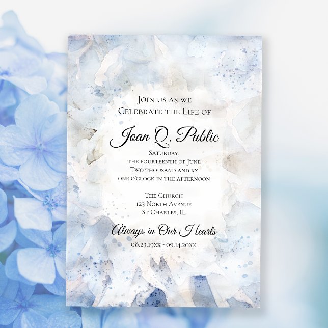 Blue Carnation Tint Celebration of Life Memorial Invitation (Creator Uploaded)