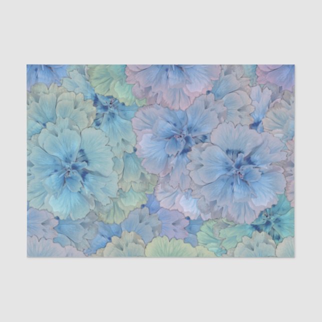 Blue carnations in vintage style tissue paper (Front)
