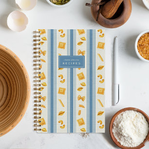 Blue Carnet de Recette Personnalisé à Rayures du