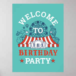 Blue Carnival Circus Baby Birthday Kids HouseParty Poster