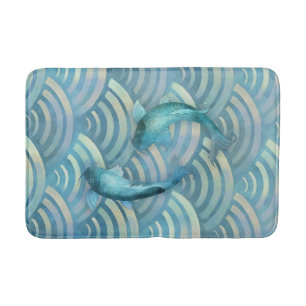 Blue Carp Koi Fish Bath Mat