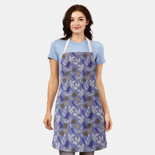 Blue Carrots And Nuts Pattern Apron