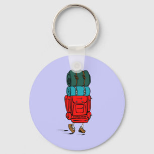 Blue Cartoon Backpacker Hiker Keychain