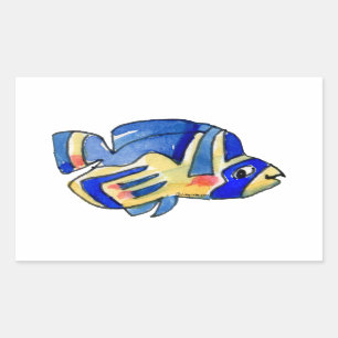 Blue Cartoon Butterfly Fish Sticker