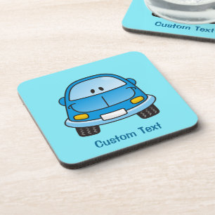 Blue cartoon car beverage coaster