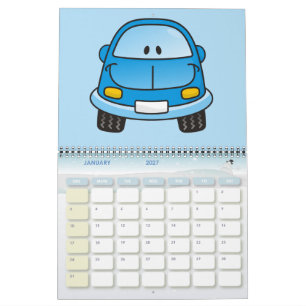 Blue cartoon car calendar
