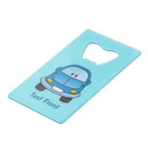 Blue cartoon car credit card bottle opener