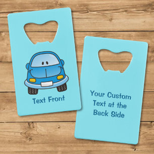 Blue cartoon car credit card bottle opener