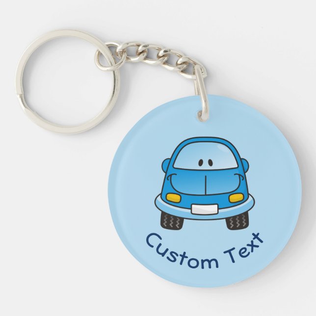 Blue Cartoon Car Keychain (Front)