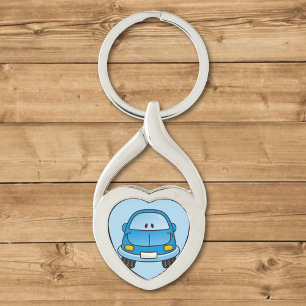 Blue cartoon car keychain
