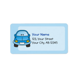 Blue cartoon car label