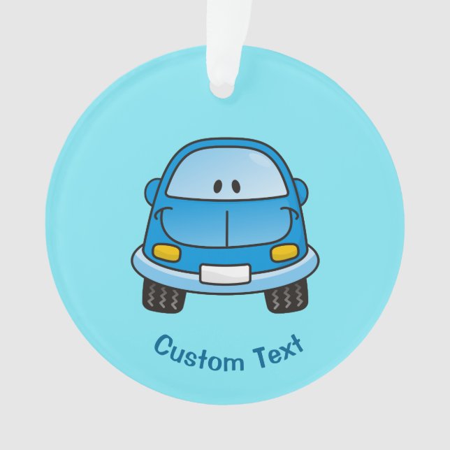 Blue cartoon car ornament (Front)
