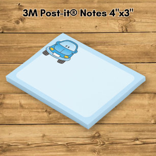 Blue cartoon car post-it notes