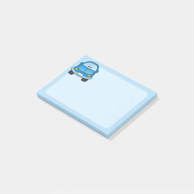 Blue cartoon car post-it notes (Angled)