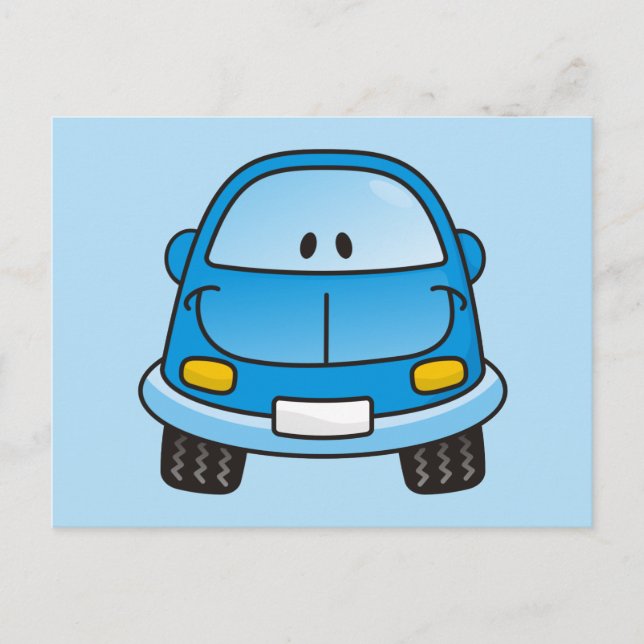 Blue cartoon car postcard (Front)