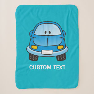 Blue Cartoon Car Sherpa Blanket