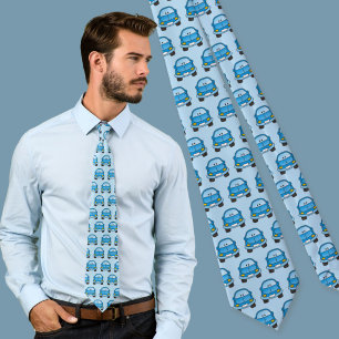 Blue cartoon car tie