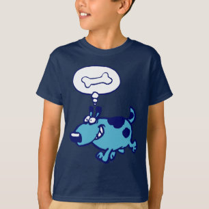 Blue Cartoon Dog thinking of bone Children T-shirt