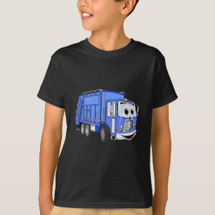 Blue Cartoon Garbage Truck Cartoon T-Shirt
