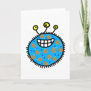 Blue Cartoon Germ Card