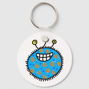Blue Cartoon Germ Keychain