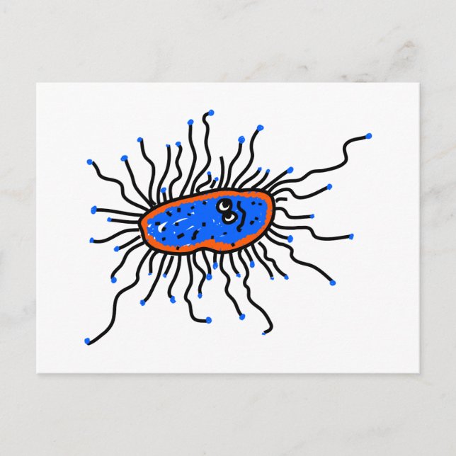 Blue Cartoon Germ Postcard (Front)