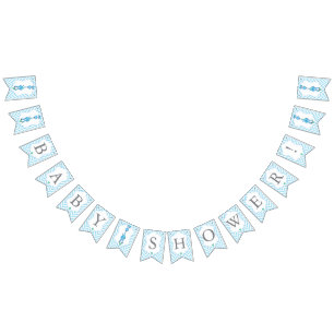 Blue Cartoon Giraffe Baby Shower Bunting Flags