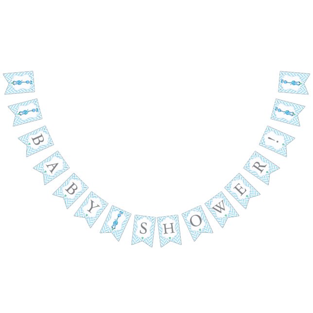 Blue Cartoon Giraffe Baby Shower Bunting Flags (All)