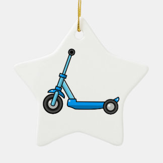 Blue Cartoon Kick/Push Scooter Ceramic Ornament