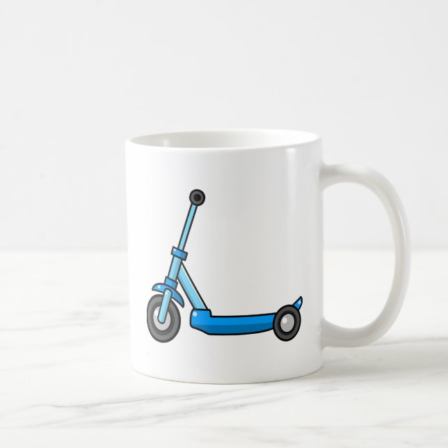 Blue Cartoon Kick/Push Scooter Coffee Mug (Right)