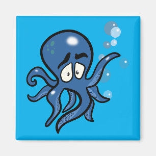 Blue Cartoon Octopus Magnet