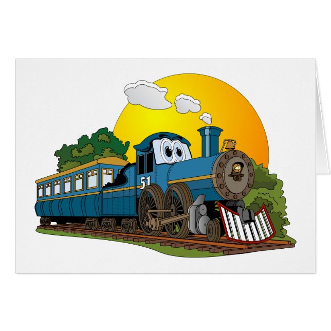 Blue Cartoon Passenger Steam Engine (Front Horizontal)
