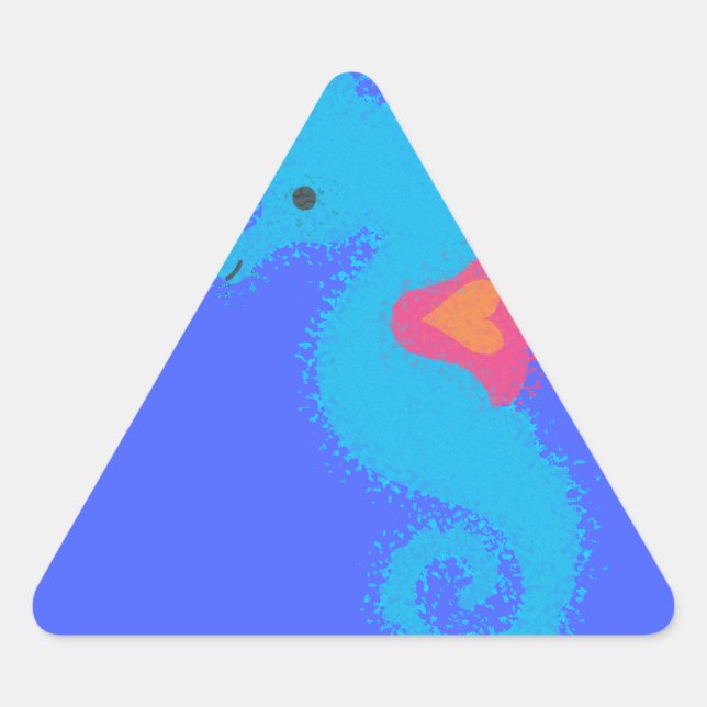 Blue Cartoon Seahorse Triangle Sticker (Front)