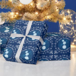 Blue Cartoon Snowman Holiday Happy Hanukkah Wrapping Paper<br><div class="desc">Cute Blue Cartoon Snowman Winter Holiday Custom Personalized Happy Hanukkah Wrapping Paper Gift Wrap Circle Design. Can be customized to change the background colour. Is the wind blowing Mister Snowman over or did he just lose his balance? The "oh dear" expression on his snowy little face makes me smile. Add...</div>